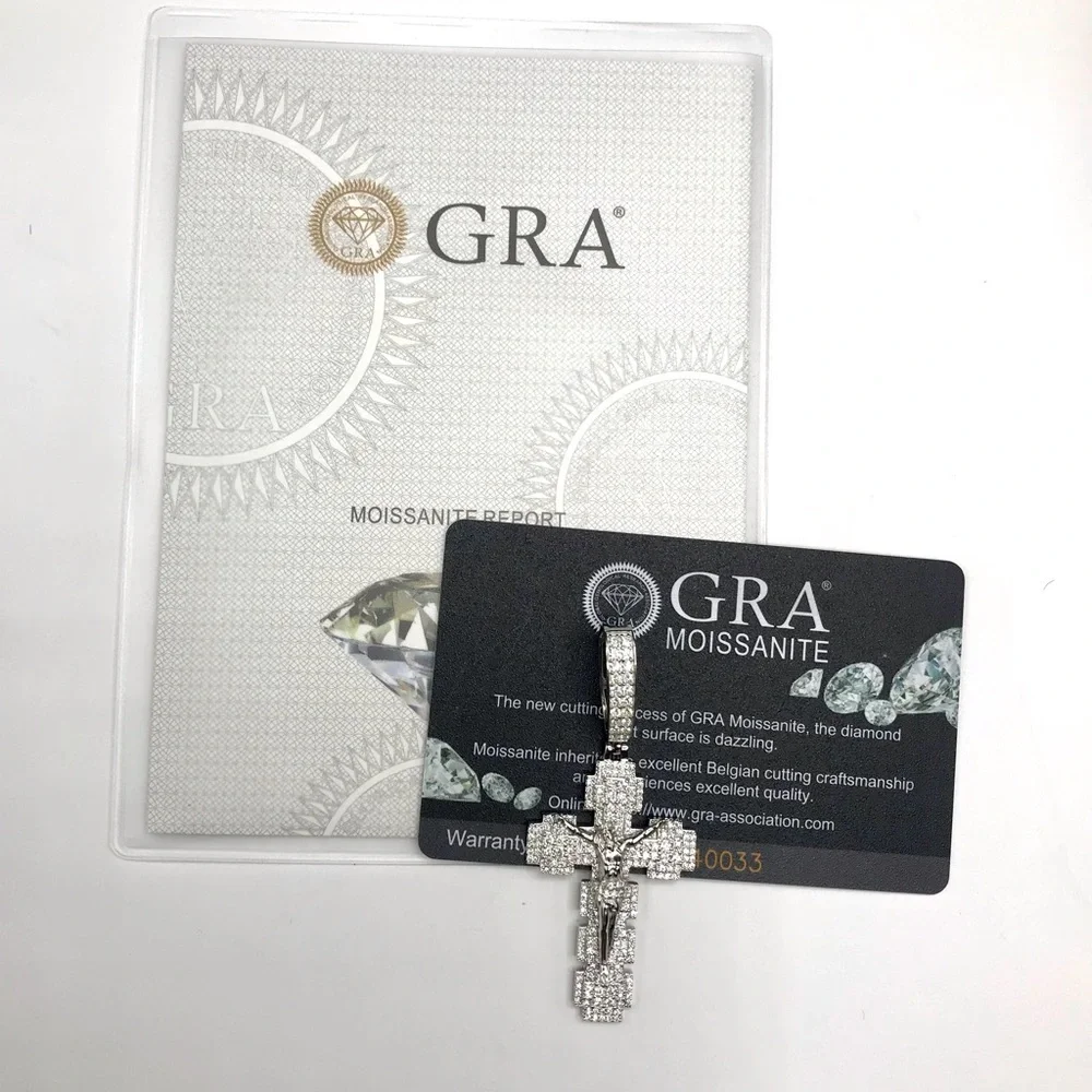 925 Sterling Silver 3.00CTW MOISSANITE Crucifix Cross Men’s Pendant